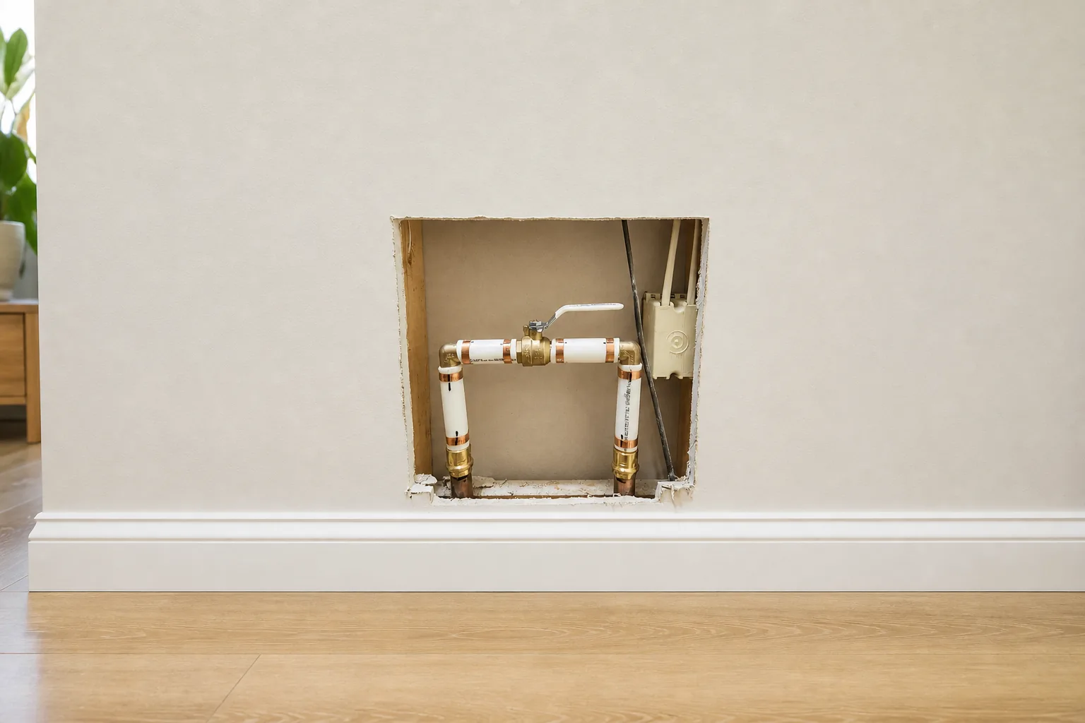 Copper repair with brass ball valve — Direct Service Plumbing, Charlotte NC
